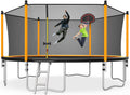 Orange 15FT Trampoline with Enclosure Net and Basketball Hoop V400064