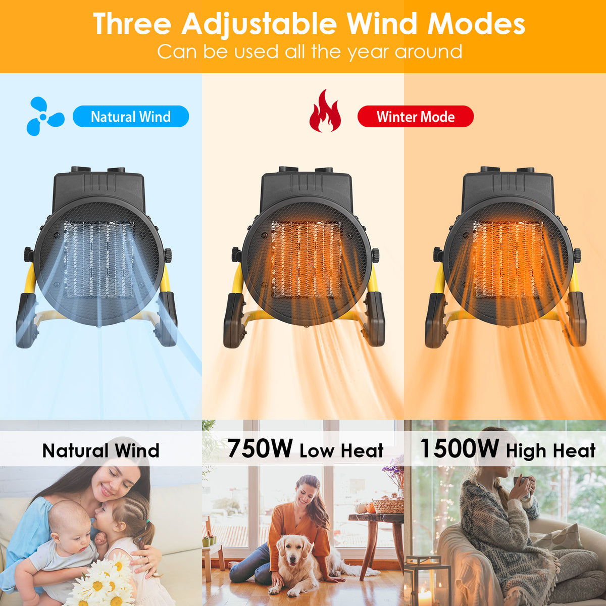 1500W Portable Ceramic Space Heater with Overheat Protection W70028