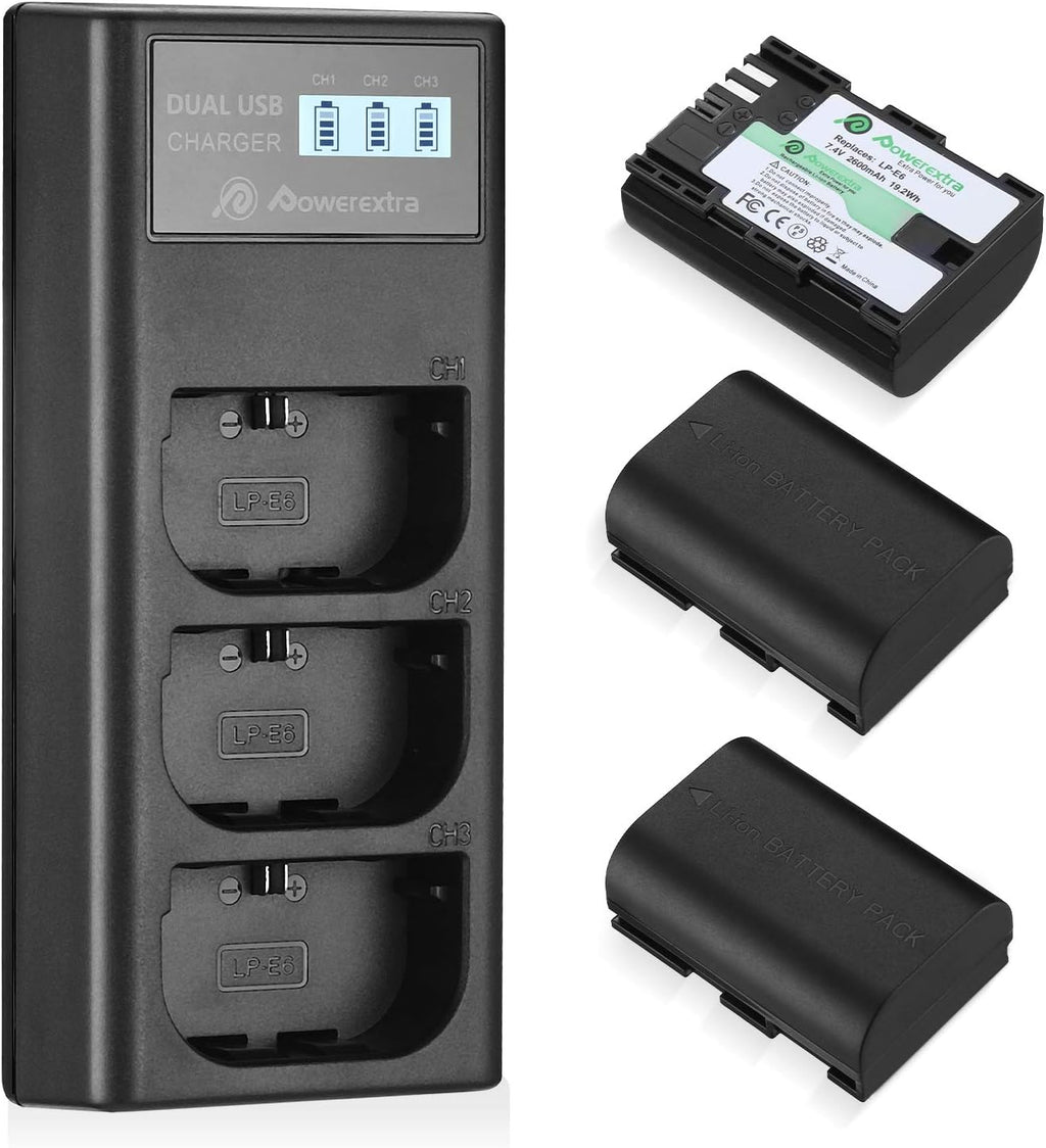3 Pack Rechargeable Battery and 3 Channel Charger with LCD Display Y8376