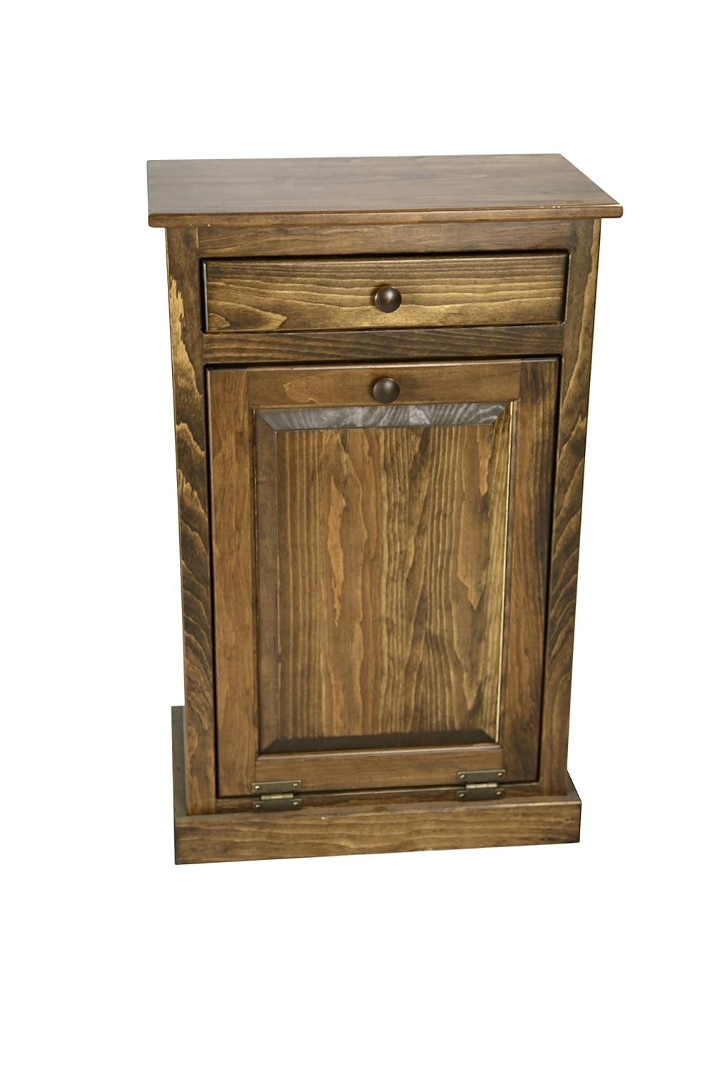 Trash Bin Cabinet with Drawer, Solid Wood, Pewter J656