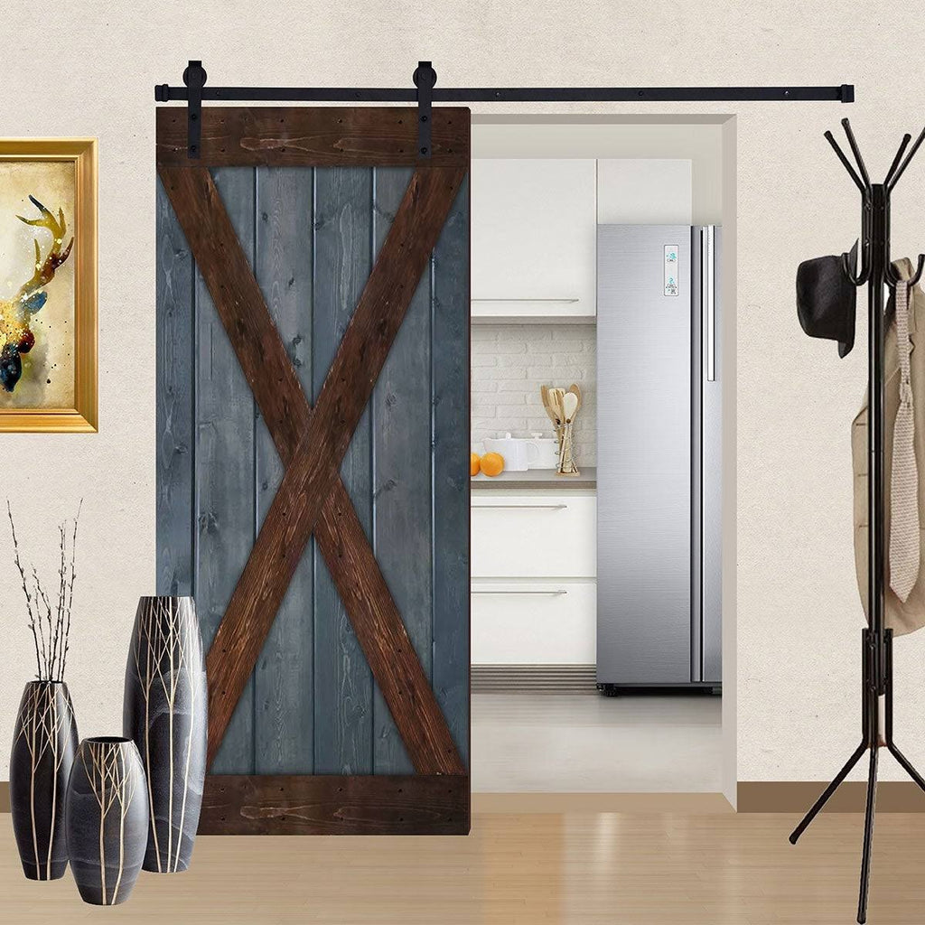 Black & White Contrast Wood Single Barn Door P9042