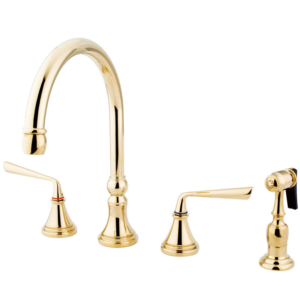 Polished Brass Widespread Kitchen Faucet with Sprayer M5603
