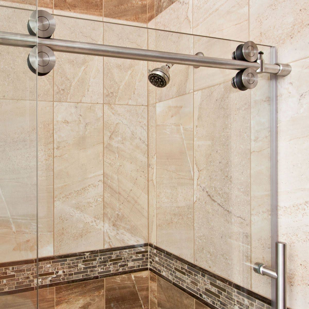 Brushed Nickel Sliding Shower Door with Stationary Panel G538