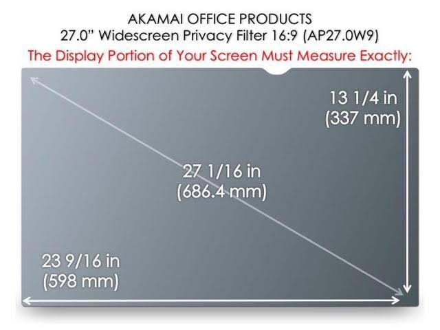 27 inch Privacy Screen Filter for Widescreen Computer Monitors H20955