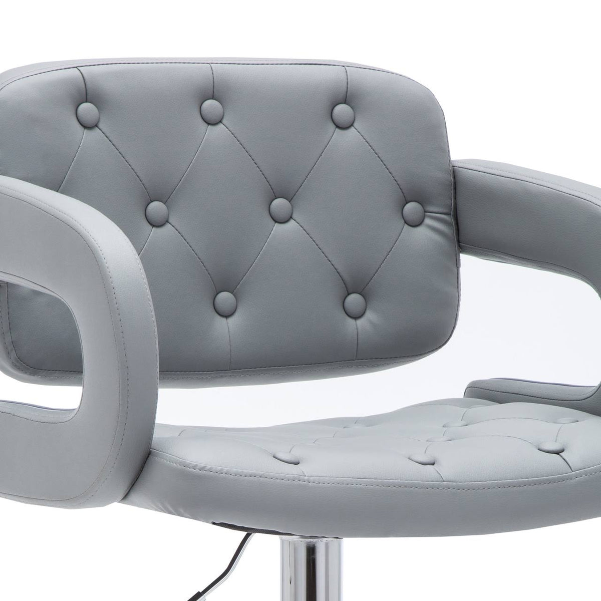 Gray Swivel Barstool with Arms and Button Tufted Seating G169195
