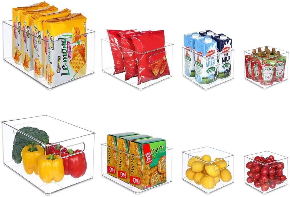 Clear Plastic Stackable Storage Bins, Set of 8 C75299