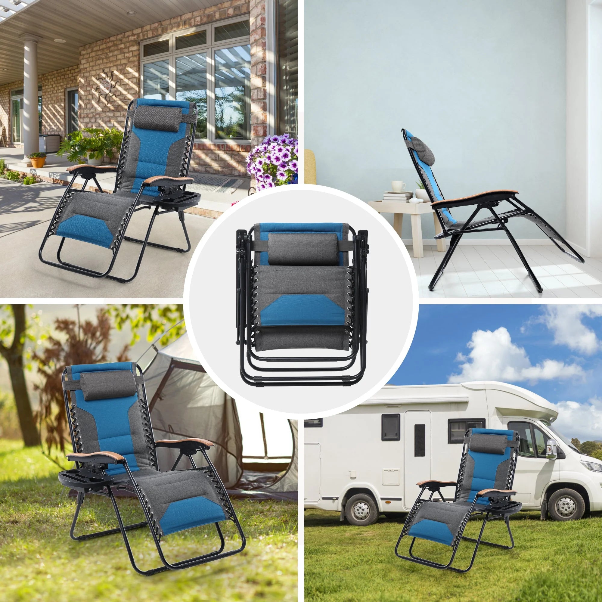 Aqua XL Oversized Padded Zero Gravity Chair C97740