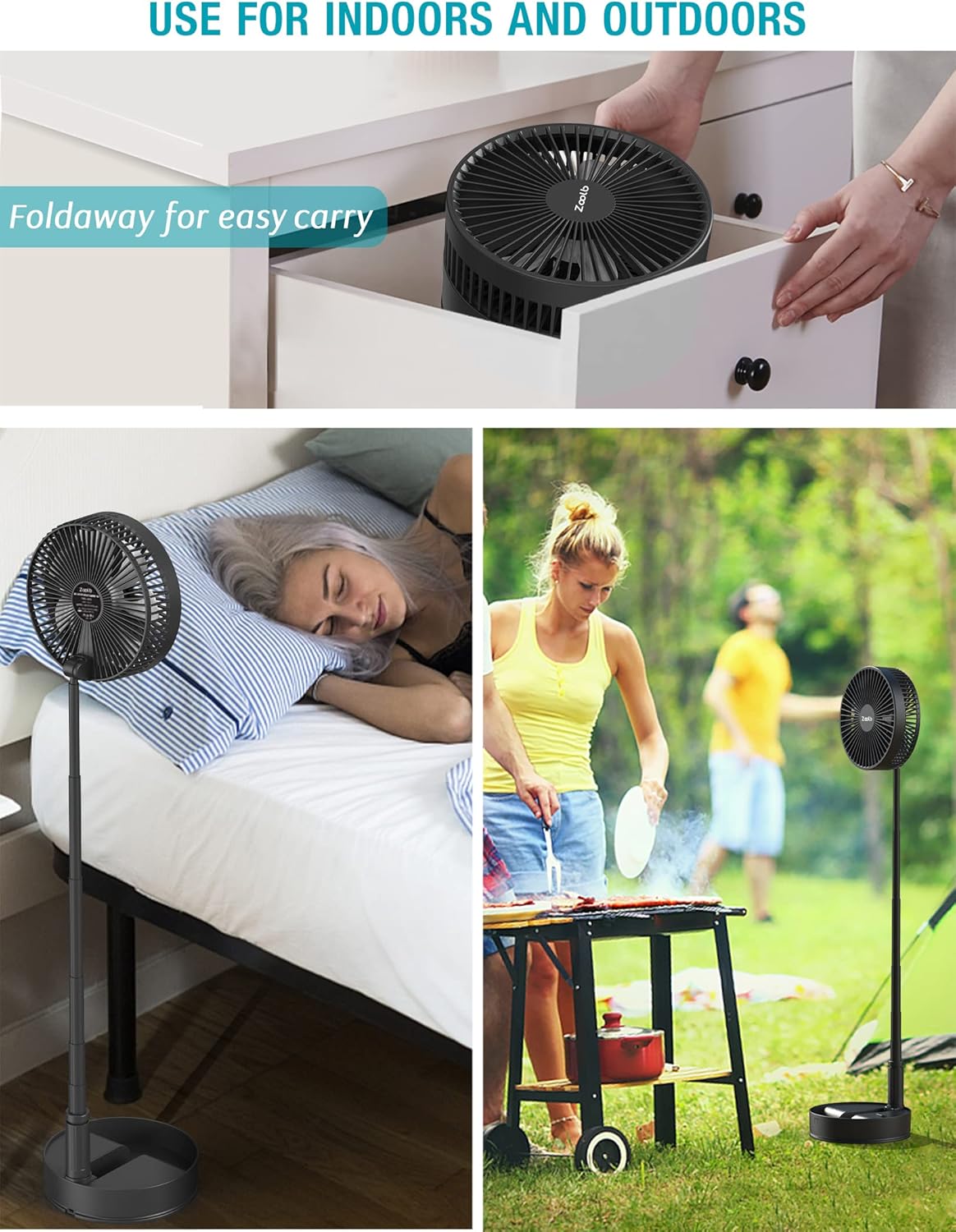 7200mAh Rechargeable Oscillating Fan with Remote Control K6822