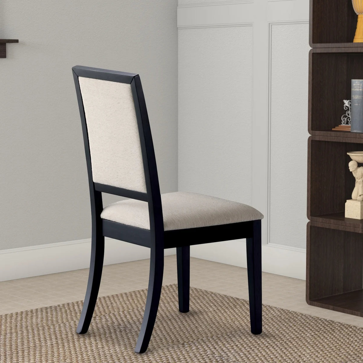 Black and Cream Upholstered Dining Side Chairs (Set of 2) J17291