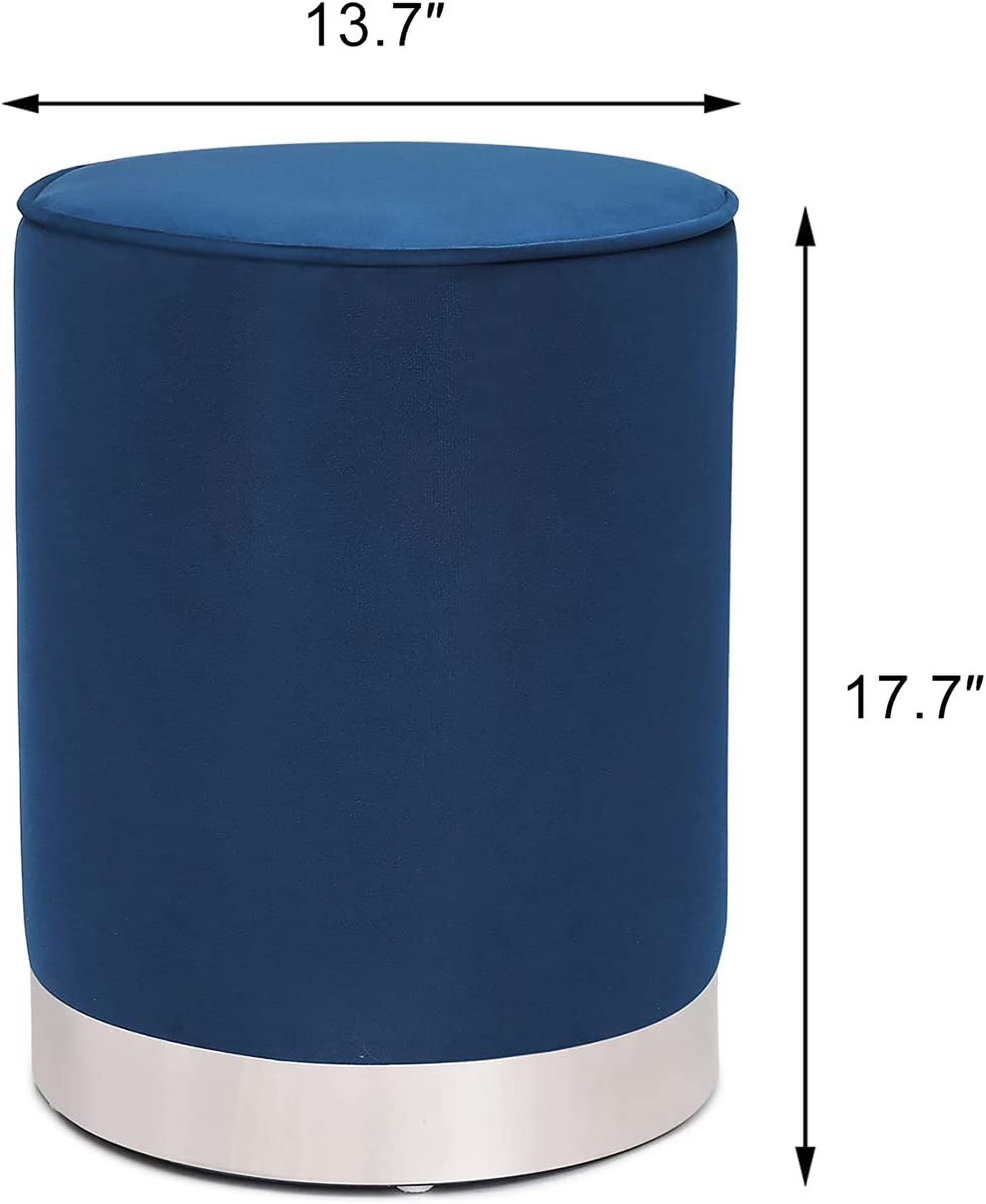 Blue Upholstered Vanity Stool Ottoman T677