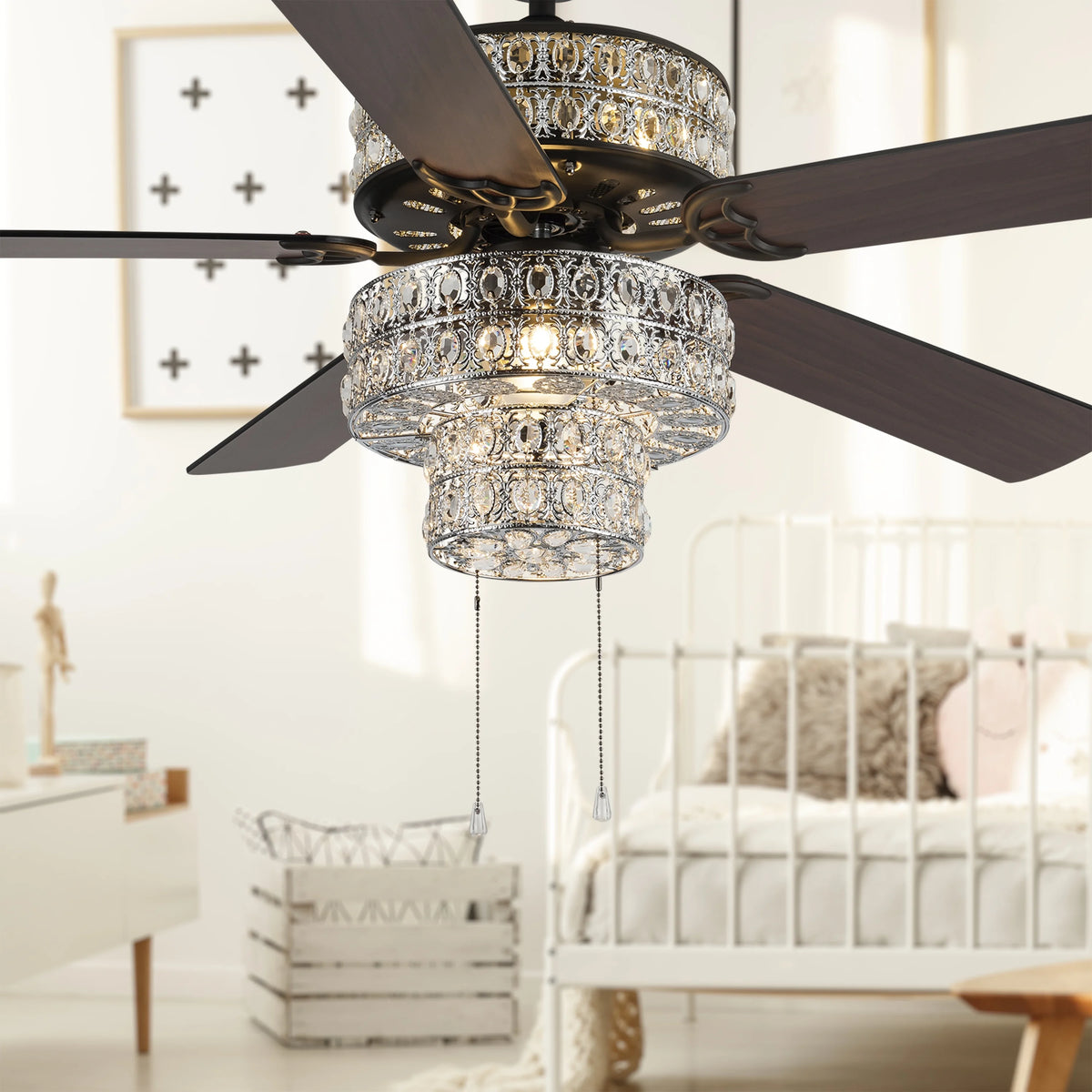52" Crystal LED Ceiling Fan with Light K8150
