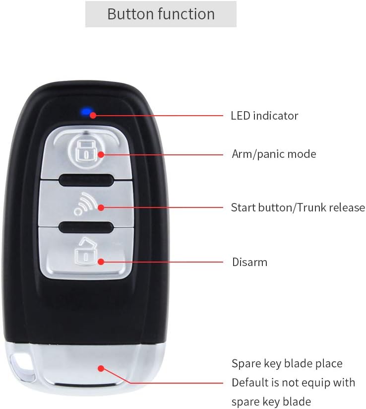 Smart Key PKE Car Alarm with Push Engine Start Button DC12V F20027