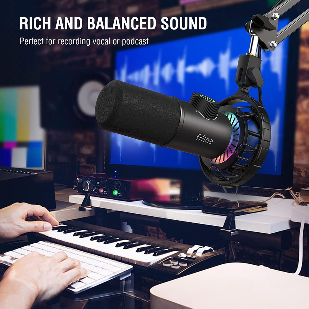 RGB Dynamic USB Gaming Microphone with Tap-to-Mute Button and Headphone Jack J33385