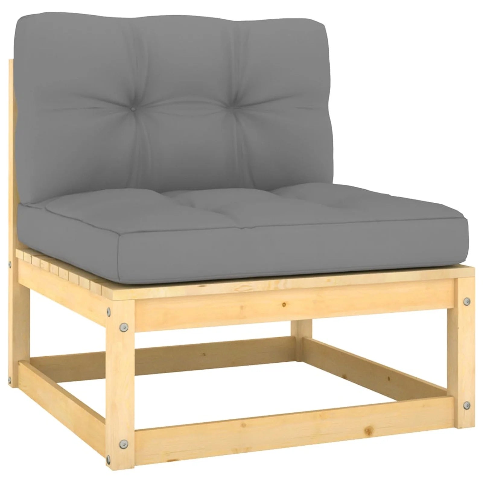 6 Piece Wooden Patio Lounge Set with Gray Cushion Corner Sofa and Coffee Table N90800