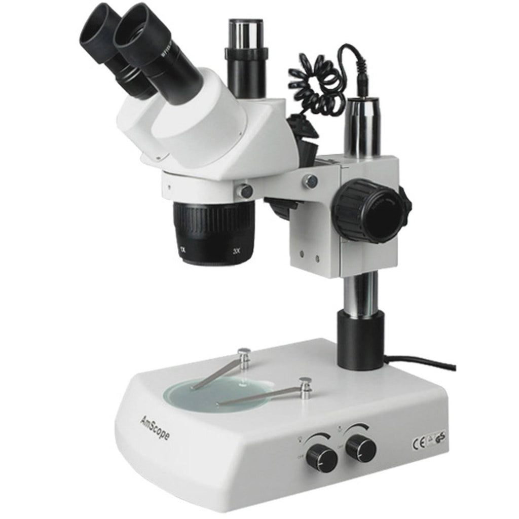 Trinocular Stereo Microscope, WH10x Eyepieces, 20x/40x/80x Magnification, 2x/4x Objective, Upper and Lower Halo L785036