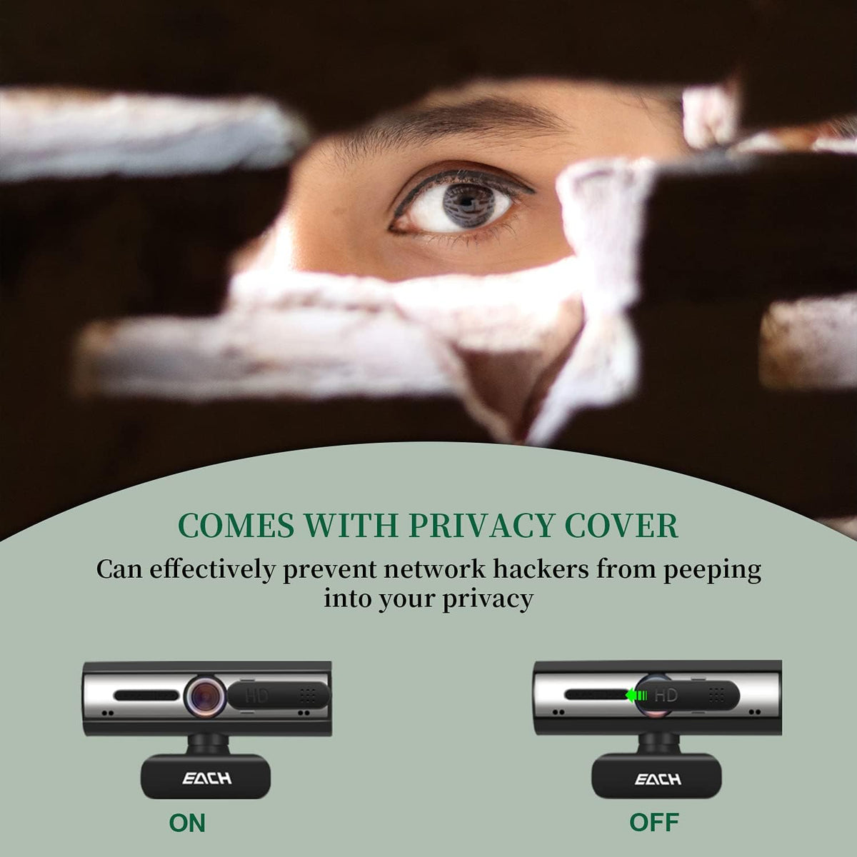 1080P USB Webcam with Dual Microphone & Privacy Cover D61874