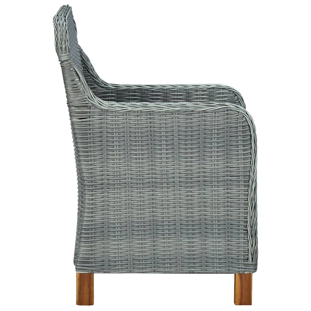 Gray Poly Rattan Patio Chairs with Cushions 2 pcs B952