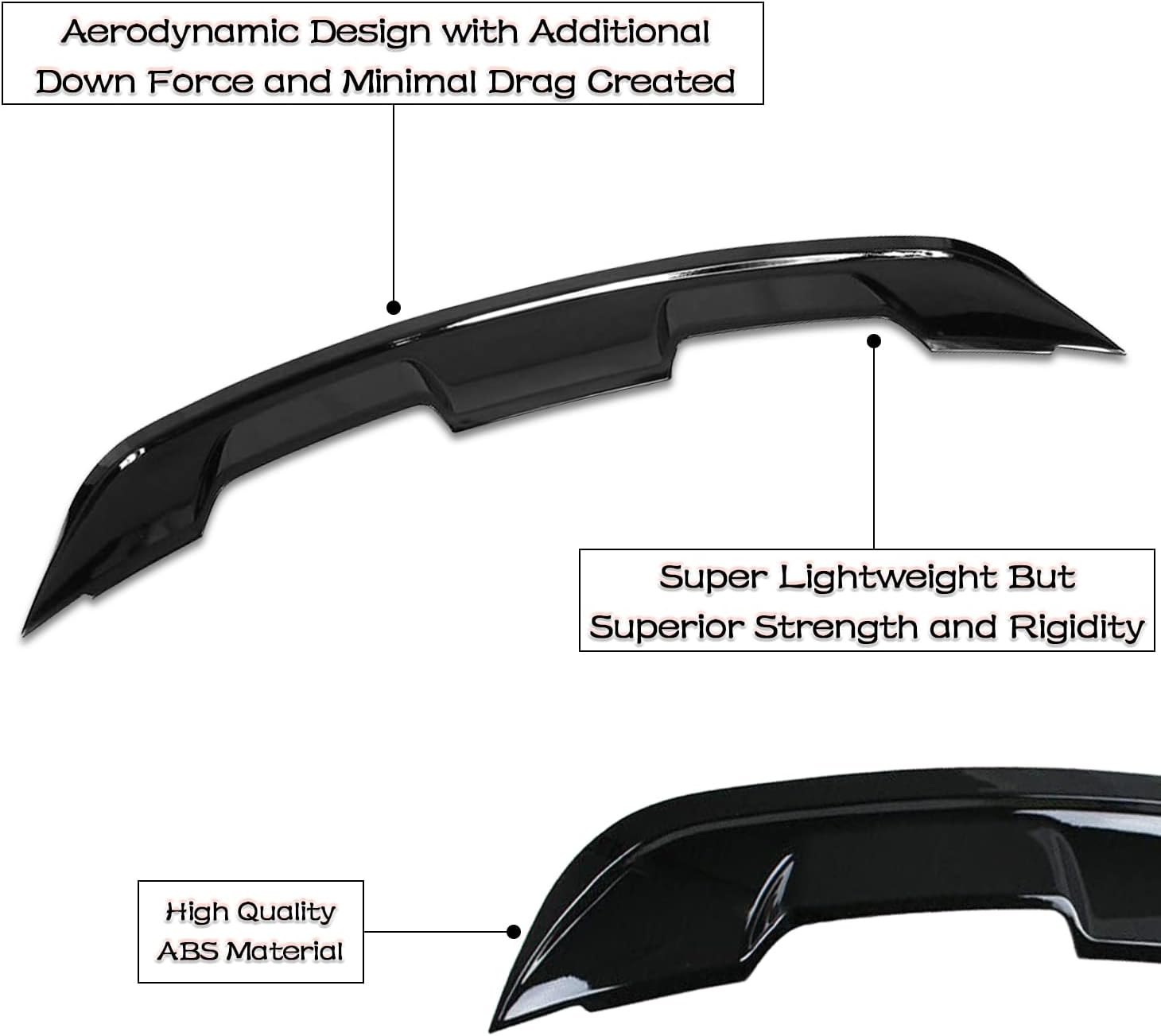 Glossy Black Rear Spoiler Wing Trunk Spoiler X77940