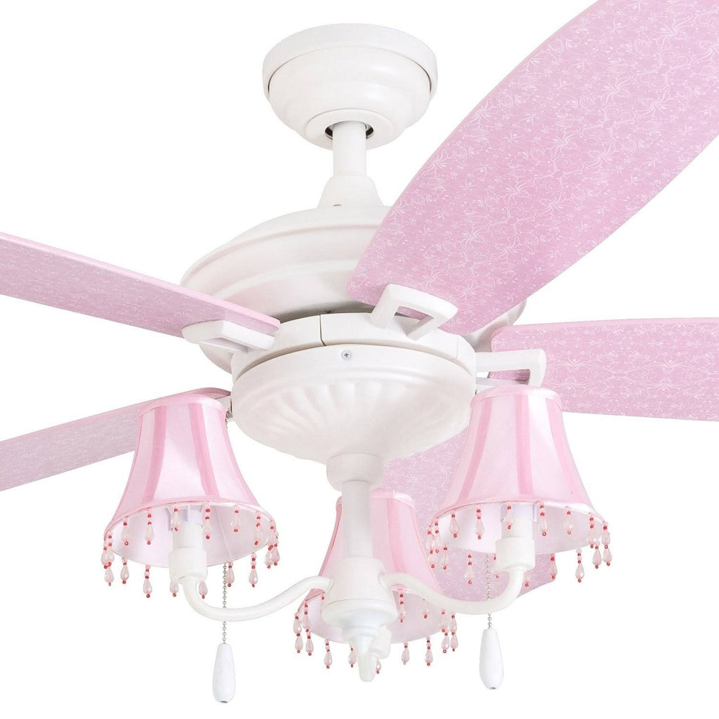 48-Inch White/Pink LED Ceiling Fan M8062