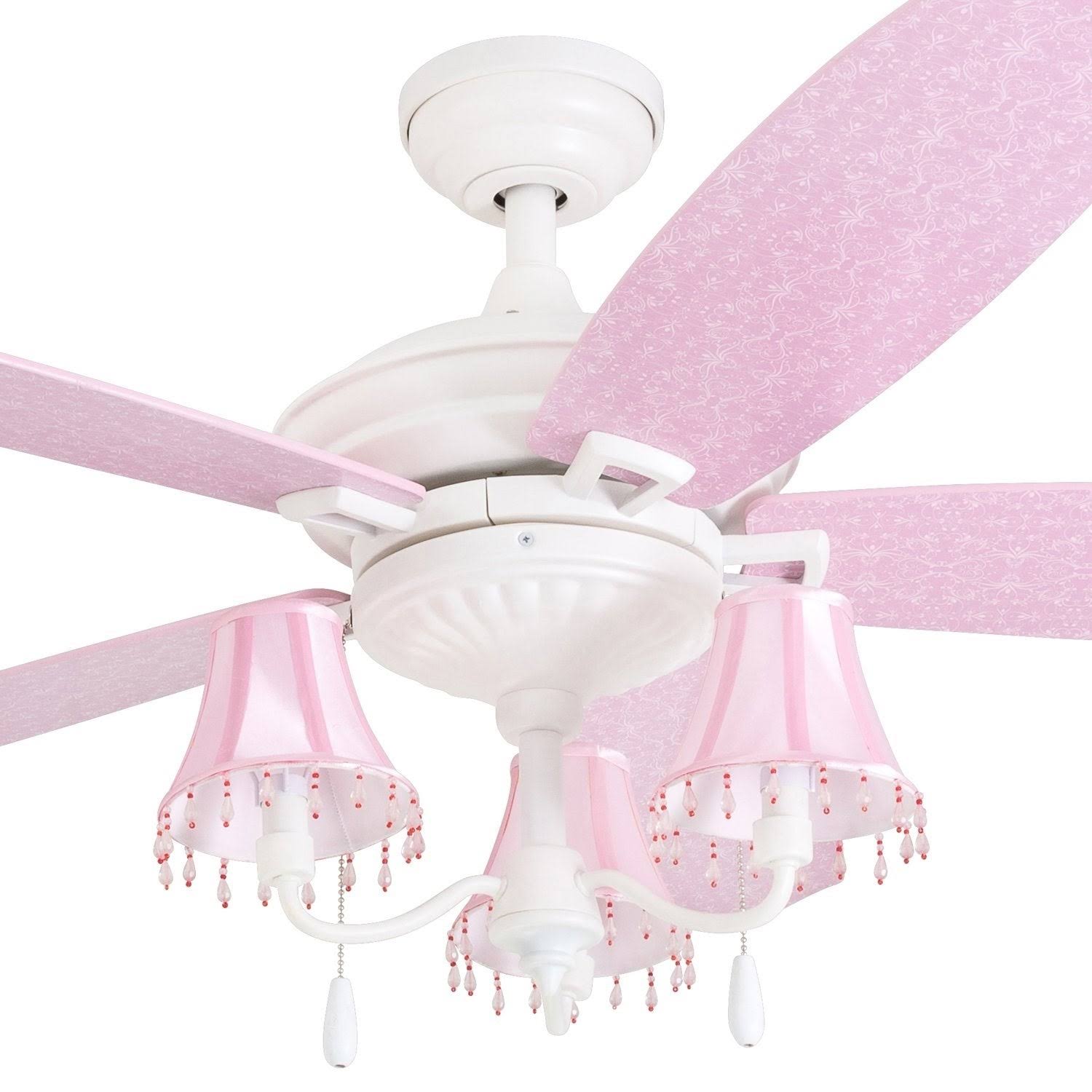 48-Inch White/Pink LED Ceiling Fan M8062