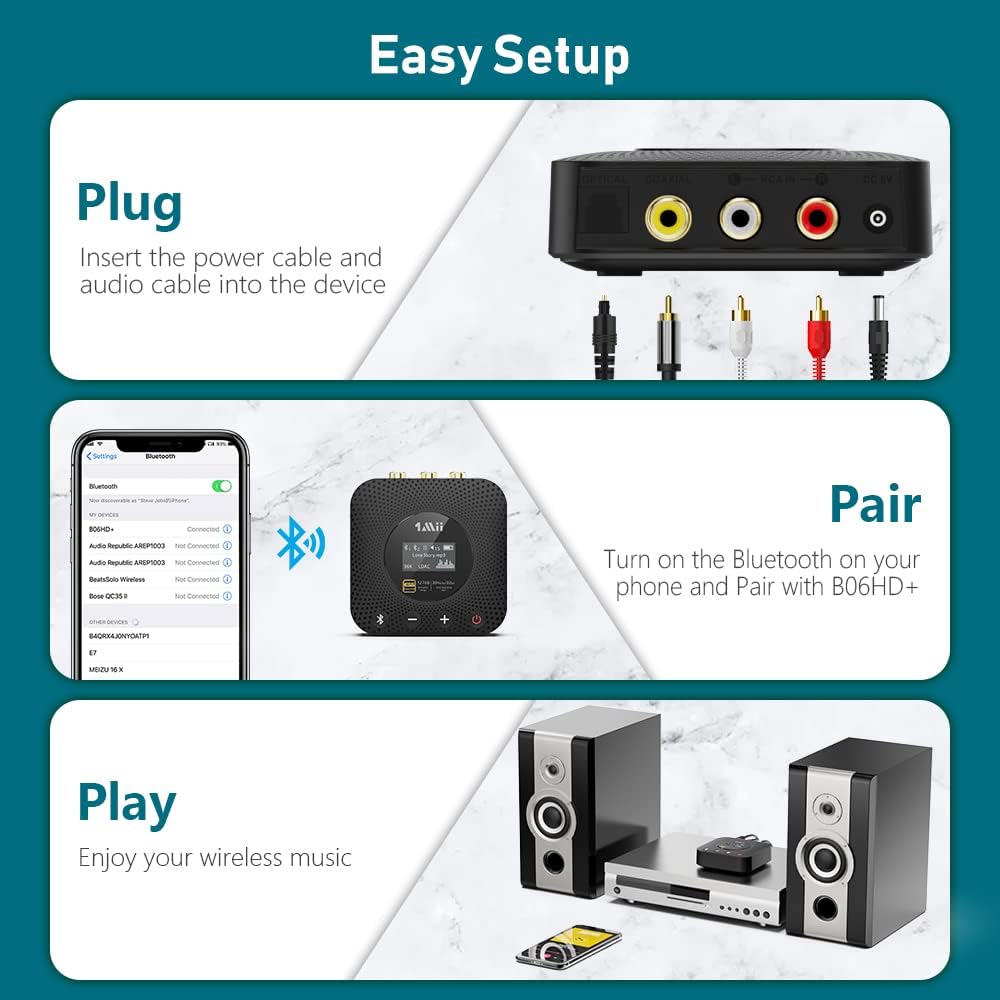 Bluetooth 5.0 Audio Adapter with OLED Display S361