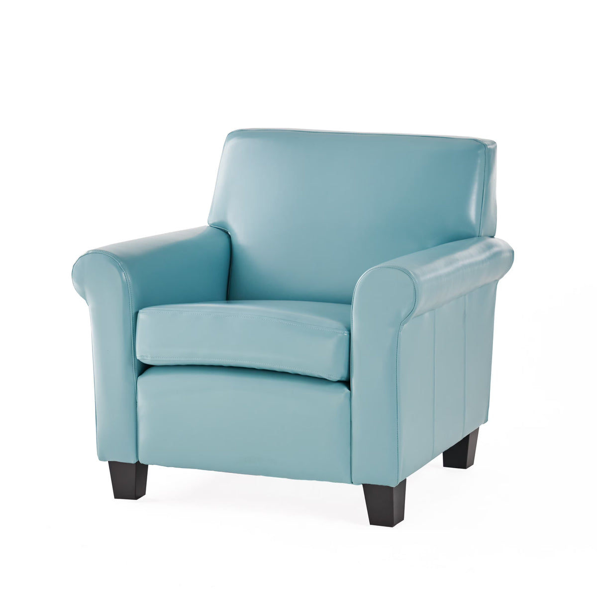 Teal and Dark Brown Bonded Leather Club Chair H762
