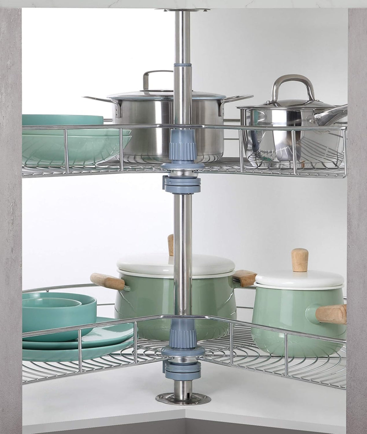 Kidney Chrome 2-Shelf Lazy Susans Corner Organizer T89922