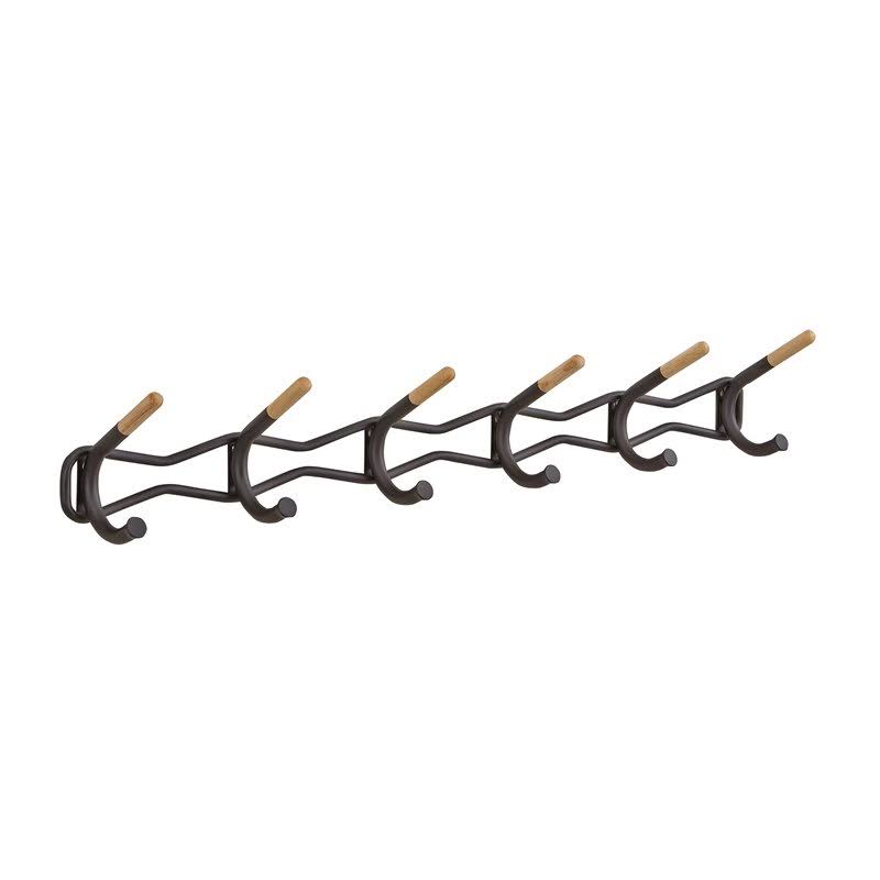 6 Hook Black Coat Wall Rack D5230