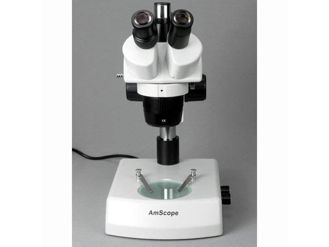 Trinocular Stereo Microscope, WH10x Eyepieces, 20x/40x/80x Magnification, 2x/4x Objective, Upper and Lower Halo L785036