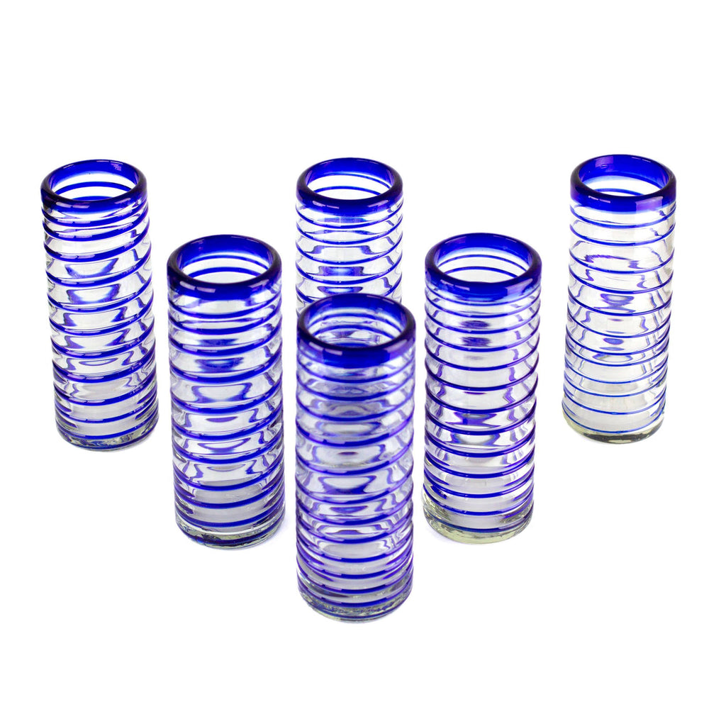 Cobalt Spiral Highball Glasses Set of 6 W591067