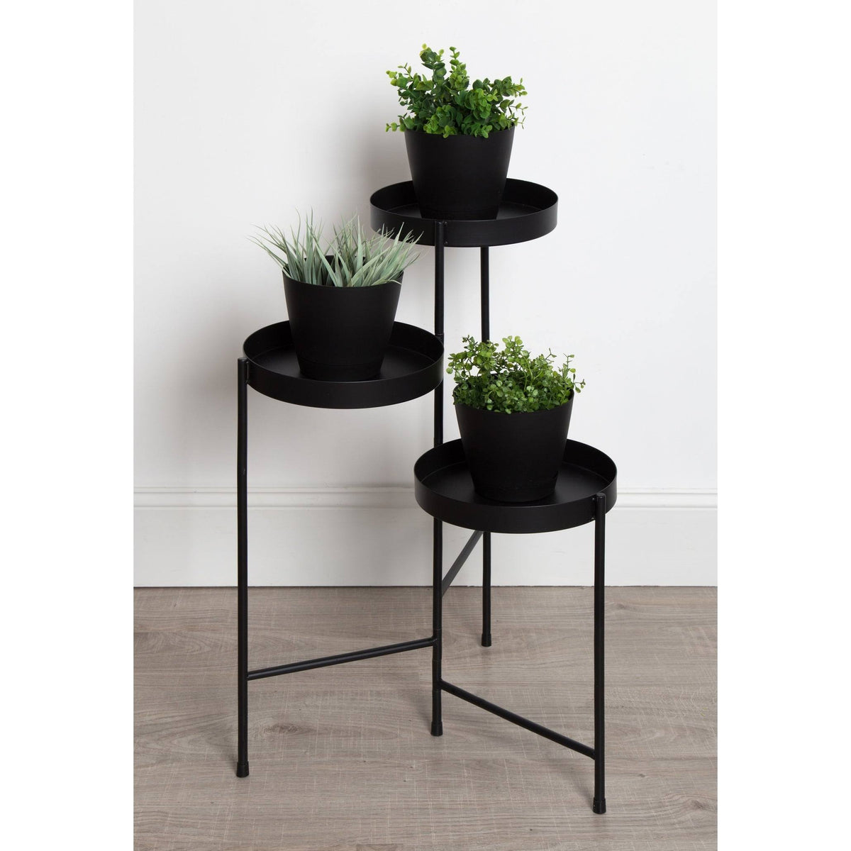 Navy Blue Metal Tri-Level Plant Stand T7610