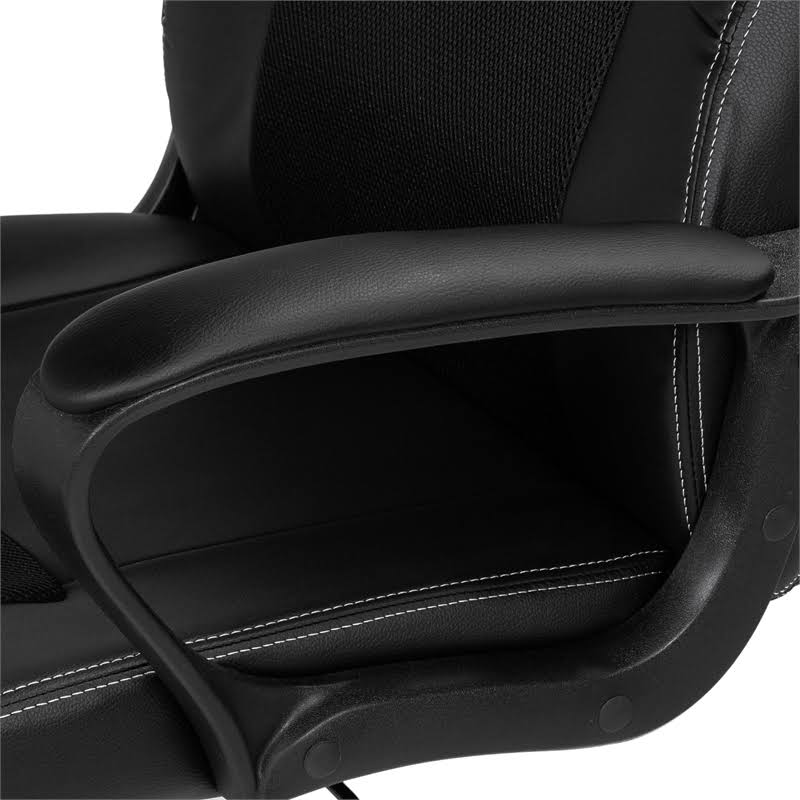 Black PU Leather Office Chair with Metal Base W5965