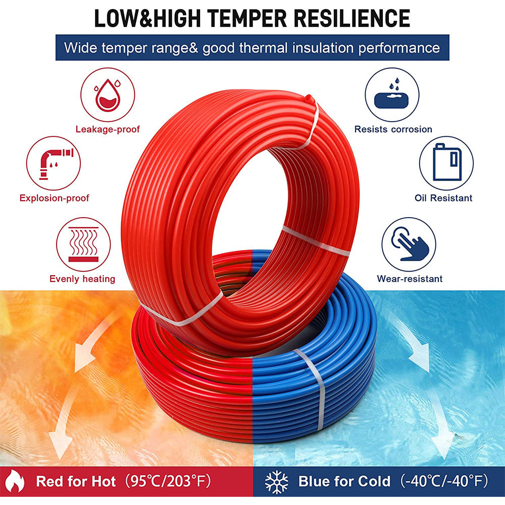 Red 1/2 Inch x 100FT PEX-B Water Tubing Pipe Roll D4565