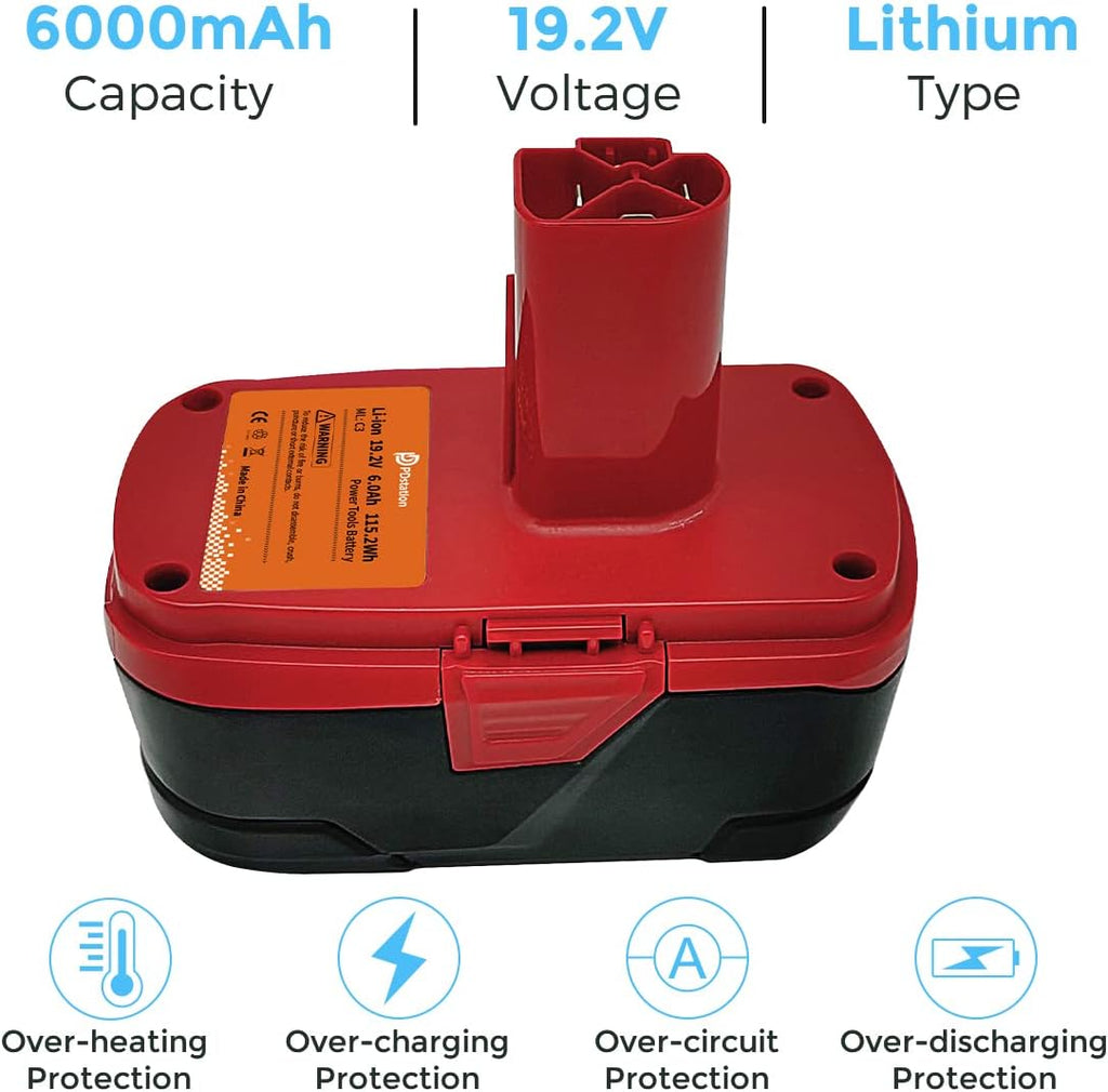2-Packs 6000mAh Replacement Battery for Craftsman C3 Cordless Tools W65497