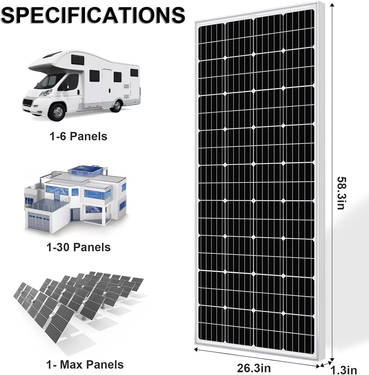 195 Watt 12 Volt Monocrystalline Solar Panel Module T696516