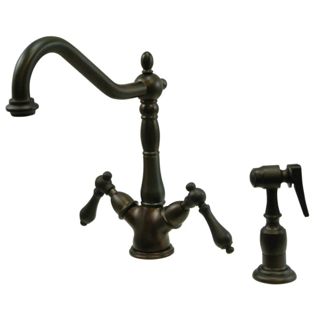 Polished Chrome Double Handle Kitchen Faucet with Side Sprayer N5237