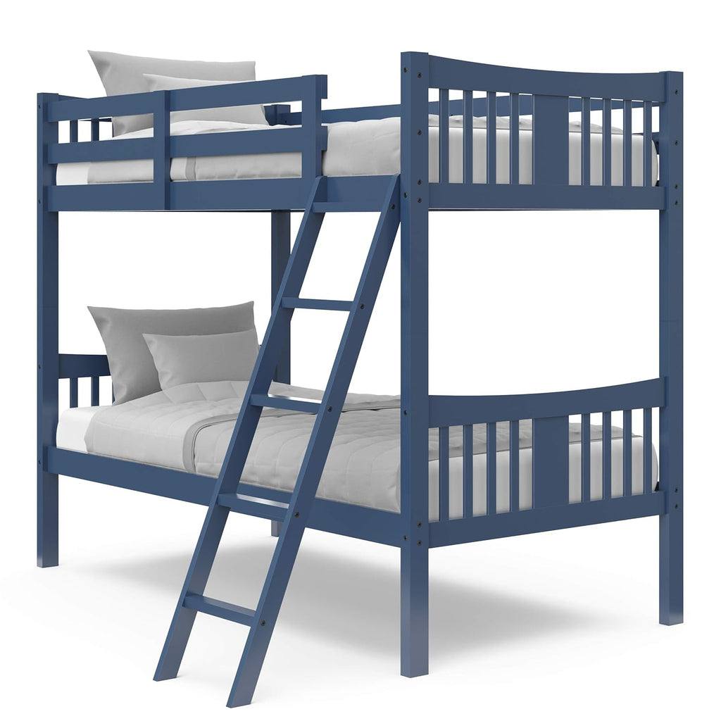 Gray Solid Hardwood Twin Bunk Bed with Ladder and Safety Rail U434