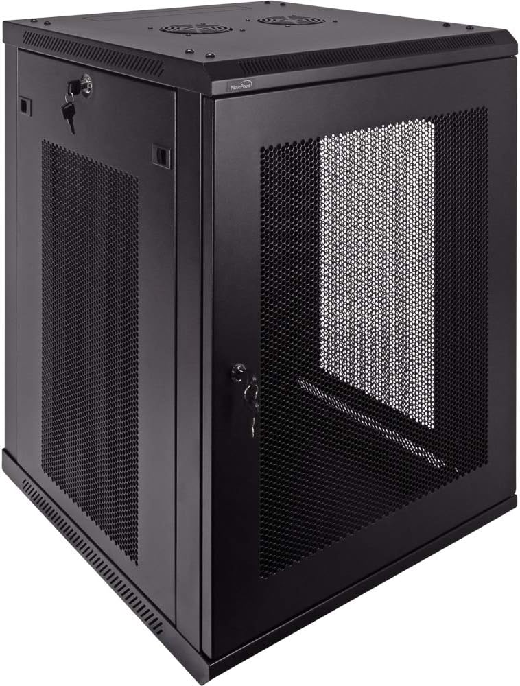 15U Wallmount IT Cabinet Enclosure 19-Inch Server Network Rack with Locking Perforated Door Black N533487