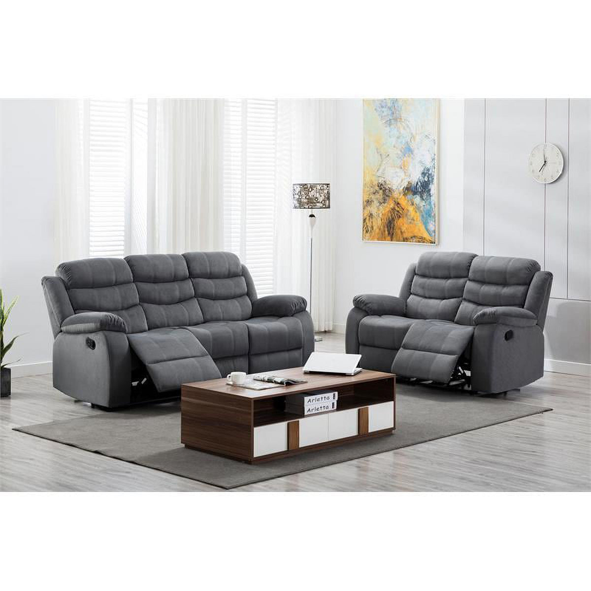 Gray Microfiber Loveseat T8392