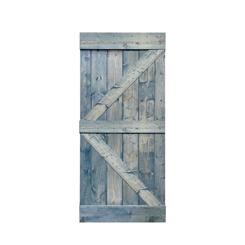 Carbon Gray Solid Pine Wood Interior Sliding Barn Door Y931538