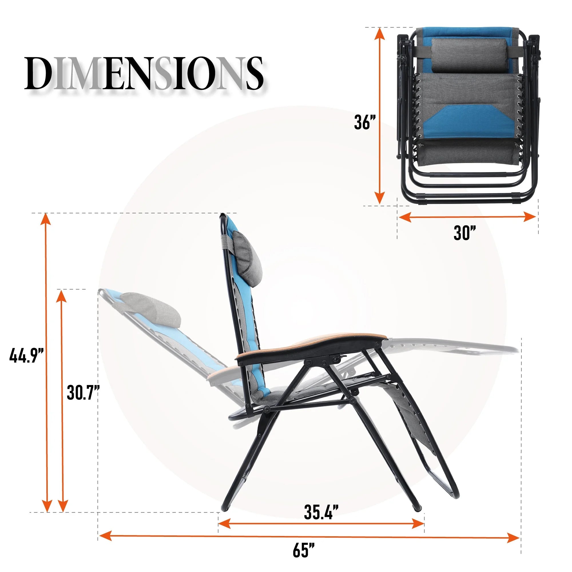 Aqua XL Oversized Padded Zero Gravity Chair C97740