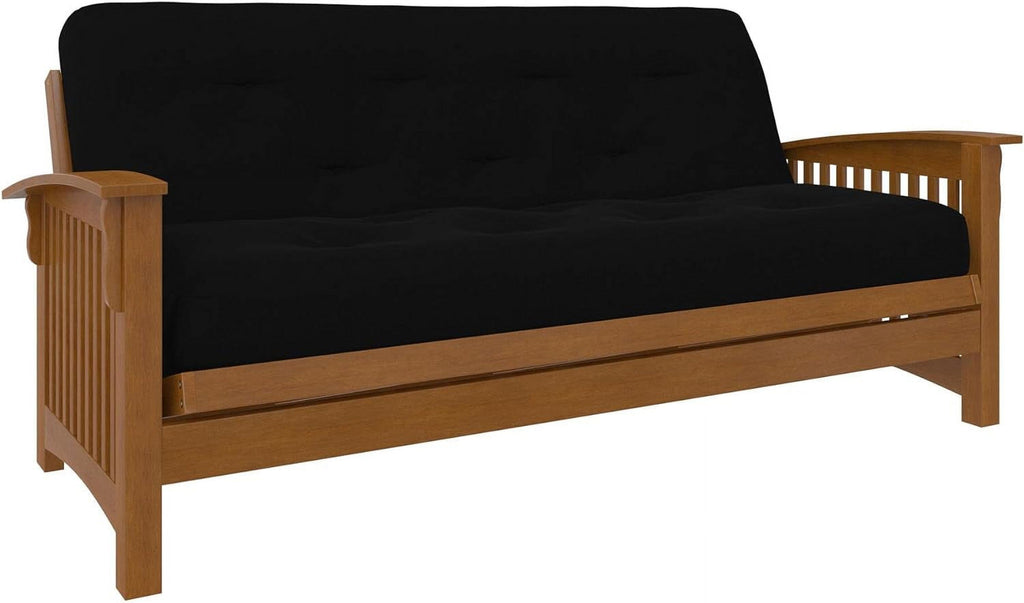 8-Inch Pocket Spring Coil Futon Mattress, Polyester Linen, Full, Black J66317