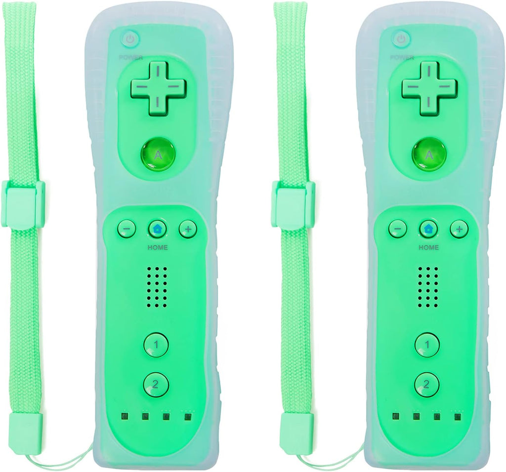 Light Blue Wii Remote Controller 2 Pack with Silicone Case and Wrist Strap L9808