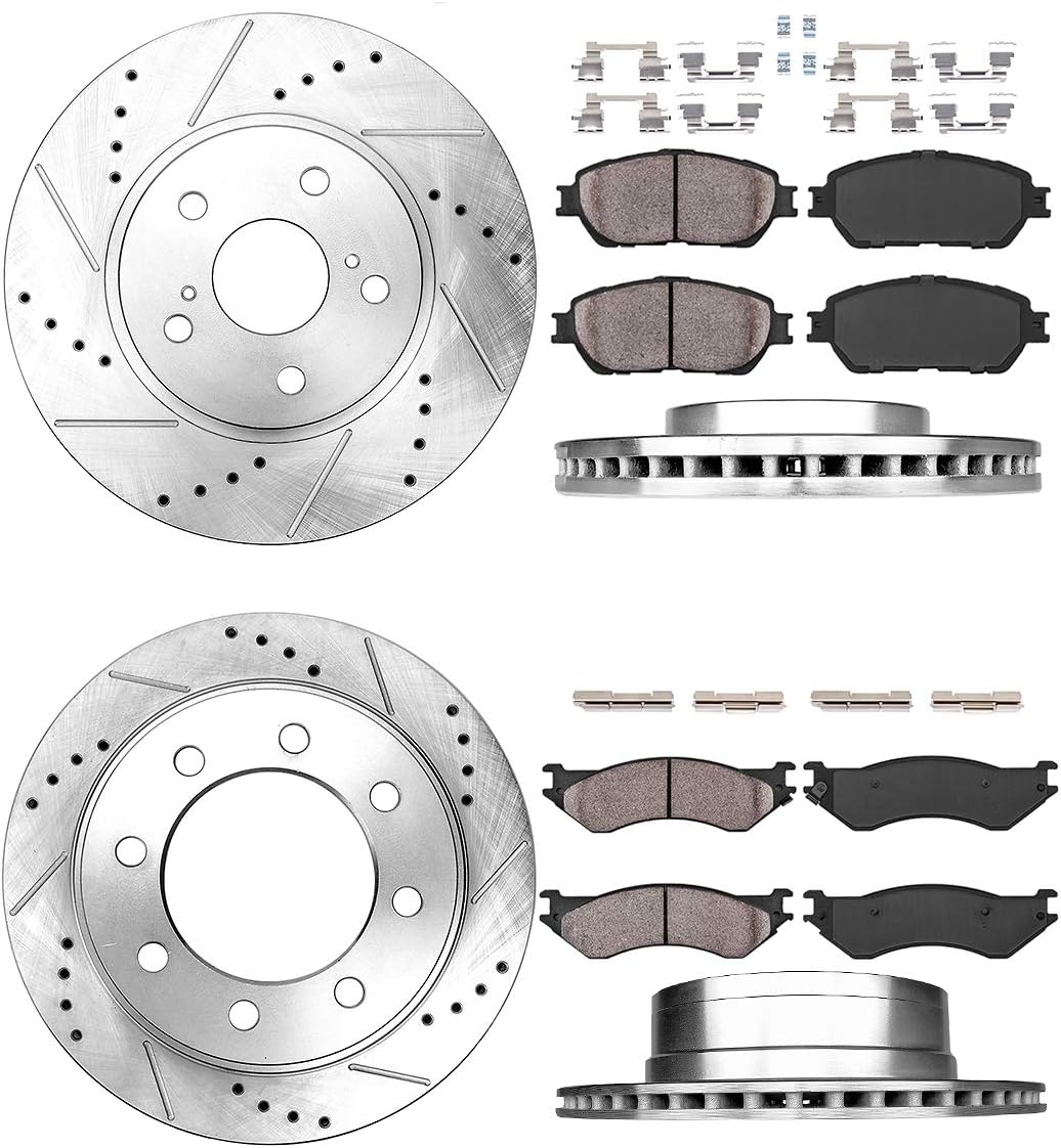 8 Lug Rotors + Ceramic Brake Pads + Clips F5470