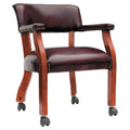 Guest Arm Chair with Casters, Mahogany/Oxblood S75912