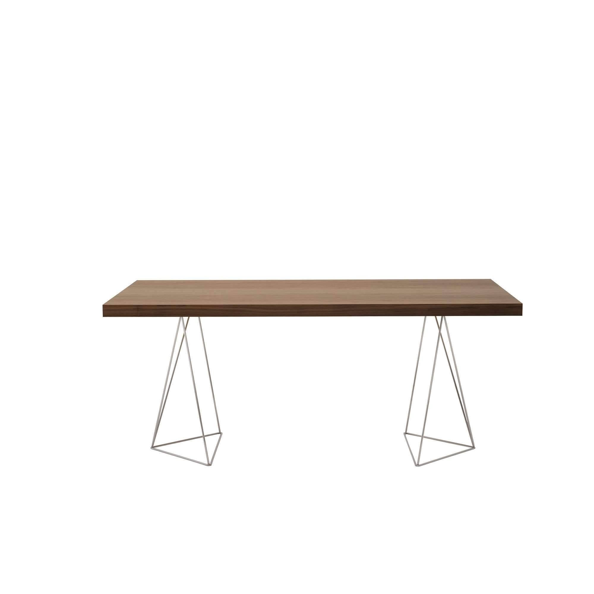 Walnut Chrome Table Top with Trestles W605