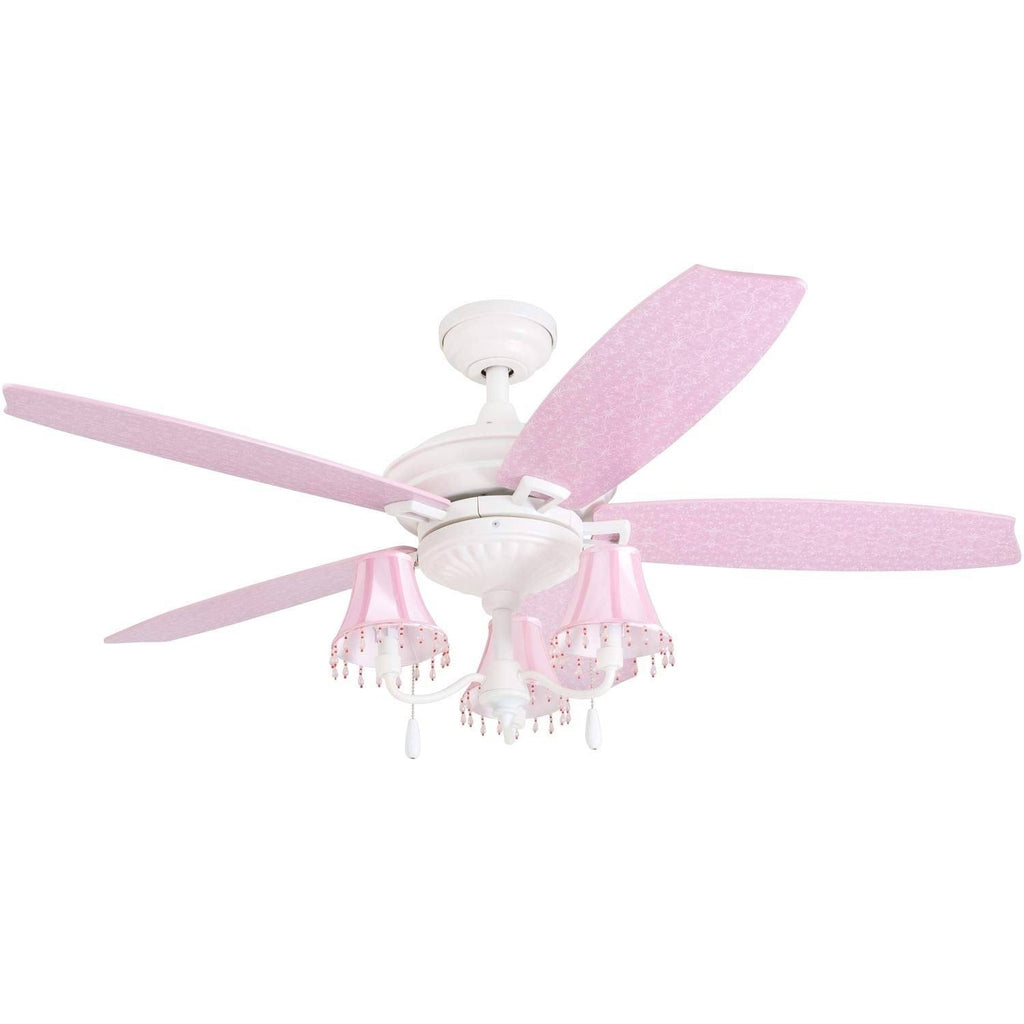 48-Inch White/Pink LED Ceiling Fan M8062