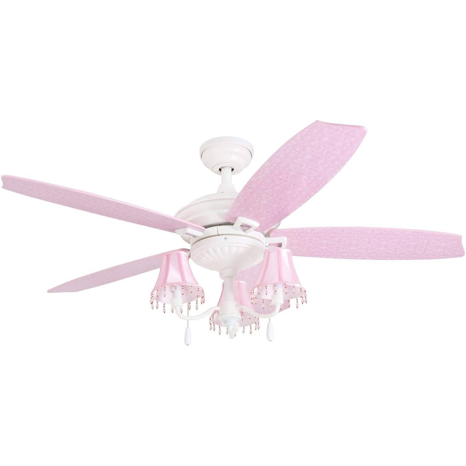 48-Inch White/Pink LED Ceiling Fan M8062