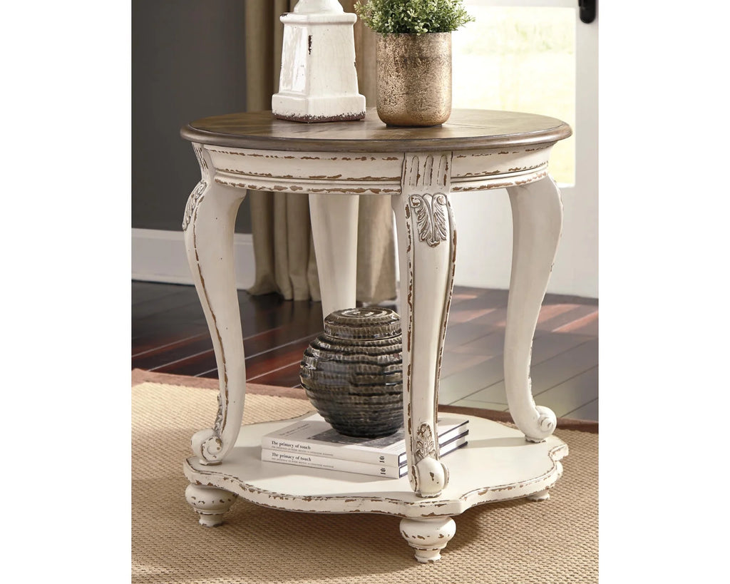 White/Brown End Table L397