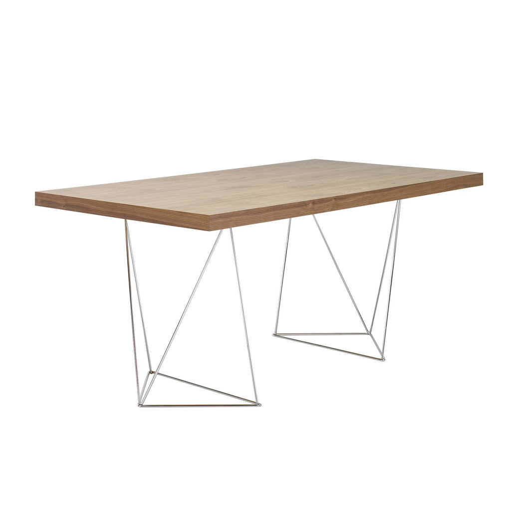 Walnut Chrome Table Top with Trestles W605